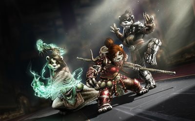 El monje Pandaren, WoW personajes, la oscuridad, el Mundo de Warcraft, guerreros, arte, WoW