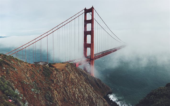 Pont, le Golden Gate, le brouillard de San Francisco, USA, Californie