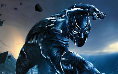 Black Panther, konst, 2018 film, superhj&#228;ltar, affisch