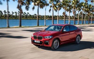 BMW X4, 4k, yol, 2018 arabalar, G02, motion blur, Alman otomobil, yeni X4, BMW