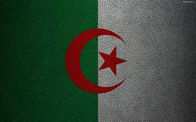 flagge von algerien, leder textur, 4k, algerische flagge, afrika, flaggen der welt, die afrikanischen fahnen, algerien