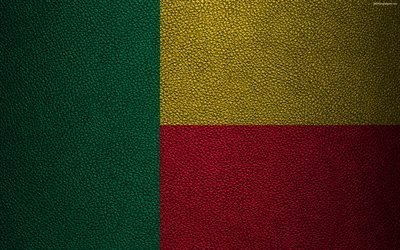 Benin bayrak, deri dokusu, 4k, Afrika, d&#252;nya bayrakları, Afrika bayrakları, Benin