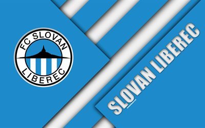 FC Slovan Liberec, 4k, logo, material design, blue white abstraction, Czech football club, Liberec, Czech Republic, football, Czech First League