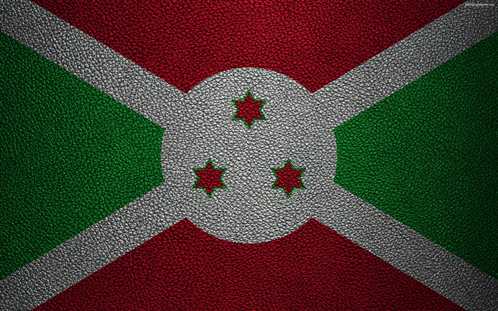 フラグのブルンジ, 革の質感, 4k, ブルンジフラグ, アフリカ, 世界各国の国旗, アフリカフラグ, ブルンジ
