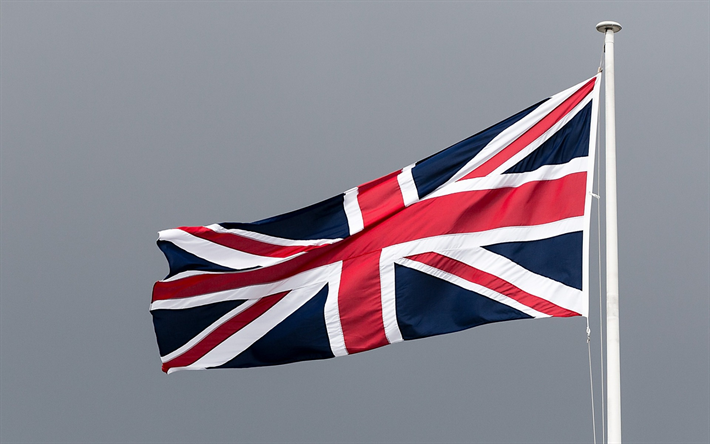イギリス旗, 旗竿, 青空, 繊維フラグ, 旗のイギリス, 英国フラグ