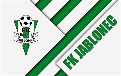 FC Jablonec, 4k, logo, materiaali suunnittelu, valkoinen vihre&#228; abstraktio, Tšekin football club, Jablonec nad Nisou, Tšekin Tasavalta, jalkapallo, Tšekki Ensin Liigan, FK Jablonec