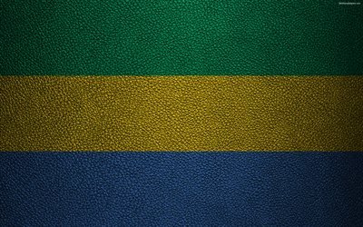Flag of Gabon, leather texture, 4k, Gabonese flag, Africa, world flags, flags of African countries, Gabon