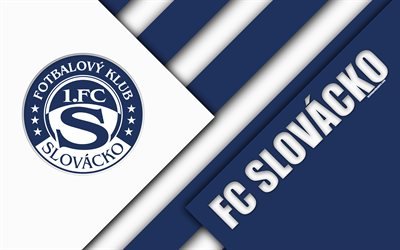 FC Slovacko, 4k, شعار, تصميم المواد, الأزرق الأبيض التجريد, التشيك لكرة القدم, خالية Hradiste, جمهورية التشيك, كرة القدم, التشيكية الدوري الأول