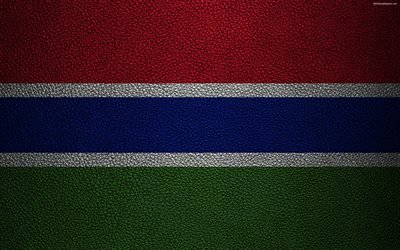 Flag of Gambia, leather texture, 4k, Gambian flag, Africa, world flags, African flags, Gambia