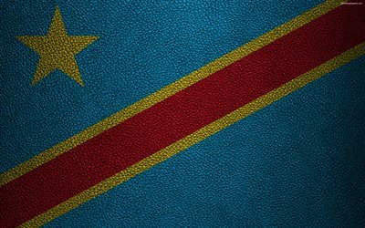 Bandiera della Repubblica Democratica del Congo, repubblica democratica del Congo, repubblica democratica del congo, in pelle texture con una risoluzione di 4k, Congo bandiera, Africa, bandiere del mondo, Africani, bandiere, Repubblica Democratica del Con