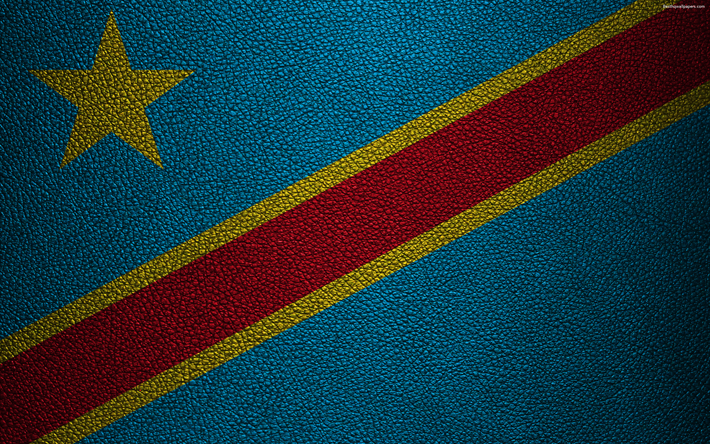 Drapeau de la R&#233;publique D&#233;mocratique du Congo, r&#233;publique d&#233;mocratique du Congo, la RDC, le cuir de texture, 4k, du Congo, du drapeau, de l&#39;Afrique, des drapeaux, des Africains, de la R&#233;publique D&#233;mocratique du Congo