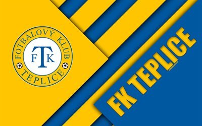 FK Teplice, 4k, logotyp, material och design, bl&#229; gul abstraktion, Tjeckiska football club, Teplice, Tjeckiska Republiken, fotboll, Tjeckiska Ligan, FC Teplice