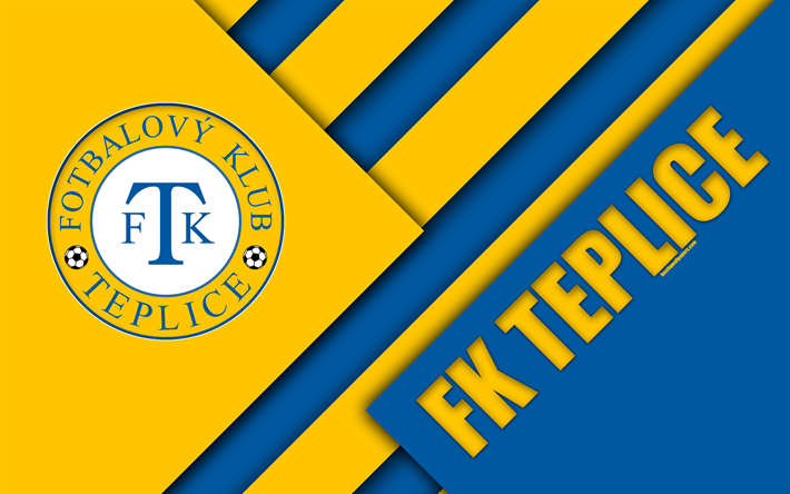 FK Teplice, 4k, logo, materiaali suunnittelu, sininen keltainen abstraktio, Tšekin football club, Teplice, Tšekin Tasavalta, jalkapallo, Tšekki Ensin Liigan, FC Teplice