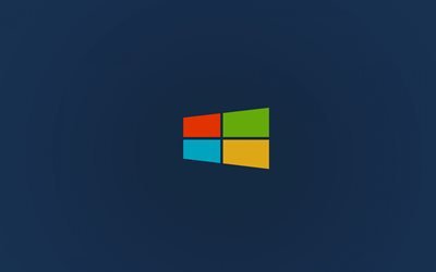 Windows-10, minimal, bl&#229; bakgrund, Windows-logotypen, Microsoft