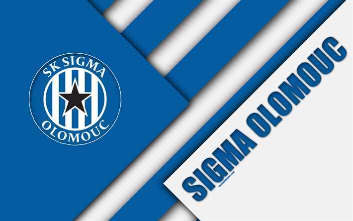 SK Sigma Olomouc, 4k, logo, material design, blue white abstraction, Czech football club, Olomouc, Czech Republic, football, Czech First League
