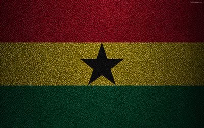 Bandera de Ghana, de textura de cuero, 4k, bandera de Ghana, &#193;frica, banderas del mundo, banderas de &#193;frica, Ghana