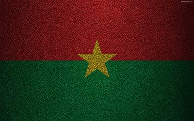 flagge von burkina faso, leder textur, 4k, afrika, flaggen der welt, die afrikanischen fahnen, burkina faso
