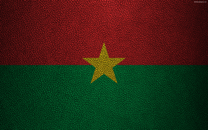 Drapeau du Burkina Faso, du cuir &#224; la texture, 4k, d&#39;Afrique, du monde des drapeaux, des drapeaux Africains, le Burkina Faso