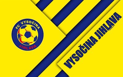 FC Vysocina Jihlava, 4k, logo, materiaali suunnittelu, keltainen sininen abstraktio, Tšekin football club, Jihlava, Tšekin Tasavalta, jalkapallo, Tšekki Ensin Liigan