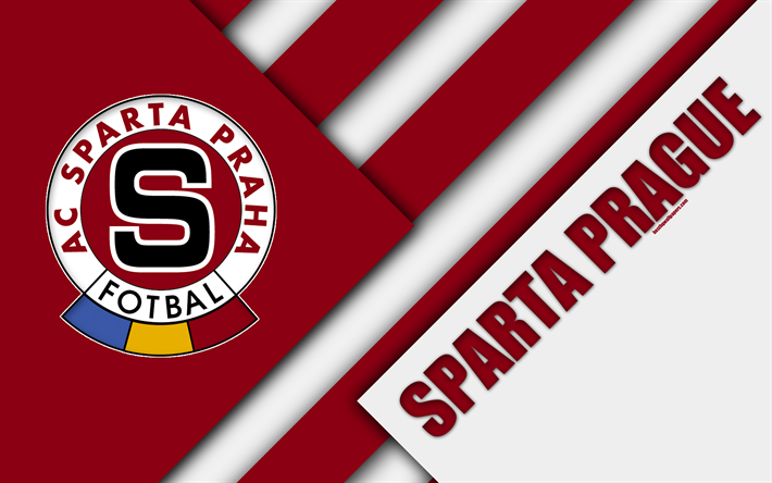 AC Sparta de Praga, 4k, logotipo, dise&#241;o de materiales, rojo, blanco abstracci&#243;n, checa club de f&#250;tbol, Praga, Rep&#250;blica checa, f&#250;tbol, checa Primero de la Liga, el Sparta de Praga FC