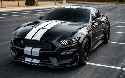 Ford Mustang Shelby GT350, 2018, Supercar, American sports cars, tuning, black Shelby, Ford