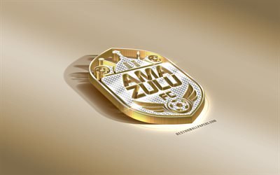 amazulu fc, south african football club, golden, silber, durban, s&#252;dafrika, absa premiership, bundesliga, 3d golden emblem, kreative 3d-kunst, fu&#223;ball