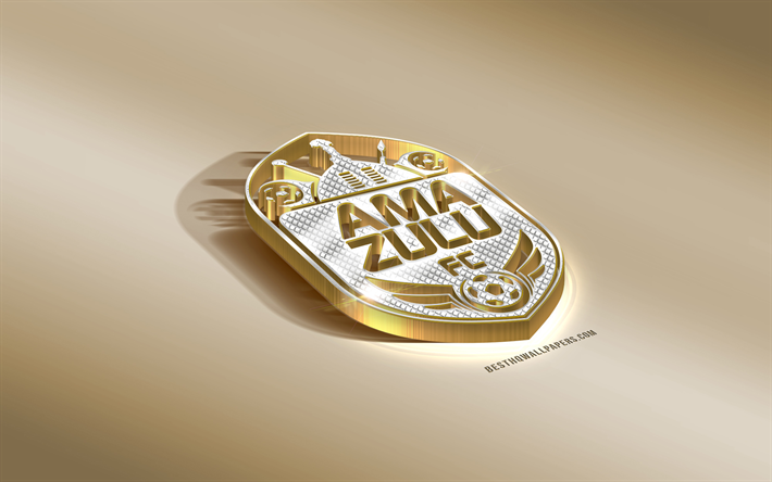 AmaZulu FC, South African Football Club, Golden Silver, Durban, South Africa, ABSA Premiership, Premier League, 3d golden emblem, creative 3d art, football