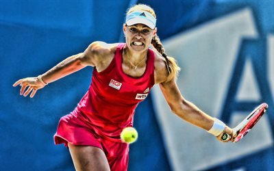 Angelique Kerber, 4k, Spanish reproductor de tenis, WTA, en el partido, el atleta, Kerber, tenis, HDR, reproductor de tenis