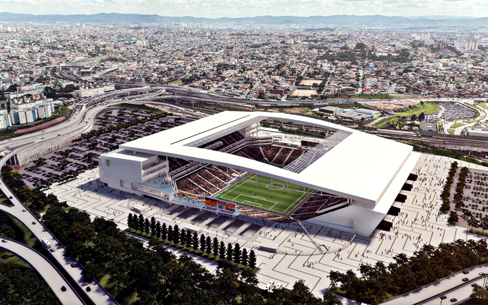 Arena Corinthians, le Br&#233;silien du Stade de Football de Serie A, Corinthiens Stade de Sao Paulo, au Br&#233;sil, les ar&#233;nas, les nouveaux stades de football, en Am&#233;rique du Sud