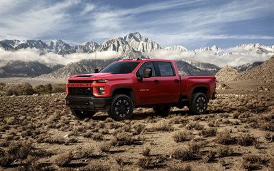 2020, Chevrolet Silverado 2500HD, american pickup truck, 2500 Heavy Duty, side view, exterior, new red 2500HD, american cars, Chevrolet