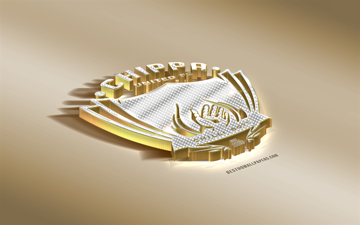 Chippa United FC, South African Football Club, Golden Silver logotyp, Port Elizabeth, Sydafrika, ABSA Premiership, Premier League, 3d gyllene emblem, kreativ konst, fotboll