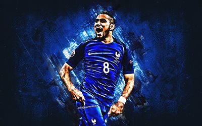 Dimitri Payet, France national football team, midfielder, joy, blue stone, famous footballers, football, french footballers, grunge, France, Payet