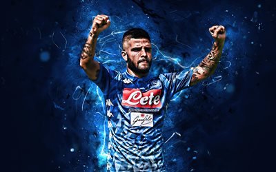Lorenzo Insigne, goal, SSC Napoli, italian footballers, Serie A, joy, Insigne, fan art, Italy, football, Napoli FC, neon lights