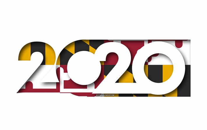 Maryland 2020, de estado de EEUU, Bandera de Maryland, fondo blanco, Maryland, arte 3d, 2020 conceptos, Maryland bandera, banderas de los estados americanos, 2020 de A&#241;o Nuevo, el a&#241;o 2020 Maryland bandera