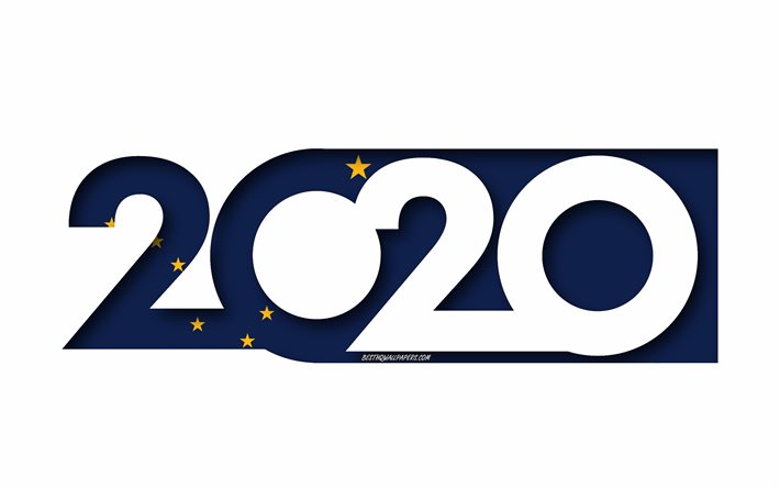 Alaska 2020, AMERIKANSKA staten, Flag i Alaska, vit bakgrund, Alaska, 3d-konst, 2020 begrepp, Alaska flagga, flags of american states, 2020 Nytt &#197;r, 2020 Alaska flagga