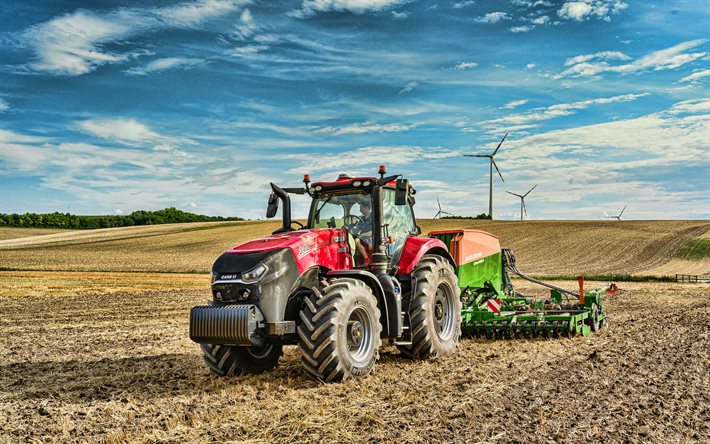 4k, CASE IH Magnum 340, plowing field, 2020 tractors, agricultural machinery, red tractor, crawler tractor, HDR, tractor in the field, agriculture, Case, harvest