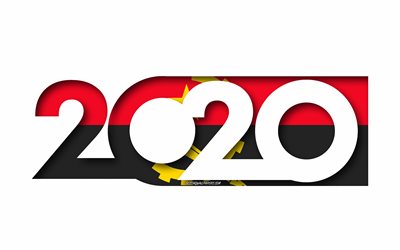 Angola 2020, Angolan lippu, valkoinen tausta, Angola, 3d art, 2020 k&#228;sitteit&#228;, 2020 Uusi Vuosi, 2020 Angolan lippu