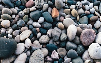 gray pebbles, 4k, close-up, gray stone texture, pebbles backgrounds, gray pebbles texture, gravel textures, pebbles textures, stone backgrounds, gray stones, gray backgrounds, pebbles