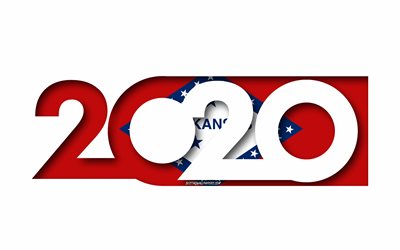 arkansas 2020, us-bundesstaat, flagge von arkansas, wei&#223;er hintergrund, arkansas, 3d-kunst, 2020 konzepte, arkansas flagge, flaggen der amerikanischen staaten, 2020 neue jahr 2020 arkansas flagge