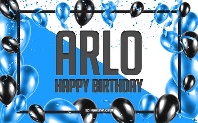 Happy Birthday Arlo, Birthday Balloons Background, Arlo, wallpapers with names, Arlo Happy Birthday, Blue Balloons Birthday Background, greeting card, Arlo Birthday
