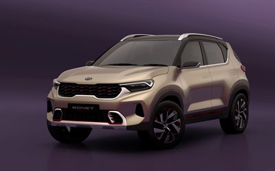 Kia Sonet Concepto, 4k, estudio, 2020 autos, crossovers, 2020 Kia Sonet, coches coreanos, Kia