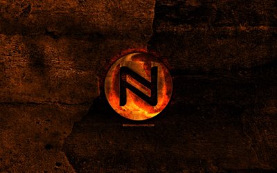 Namecoin ateşli logo, turuncu taş arka plan, yaratıcı, Namecoin logo, cryptocurrency, Namecoin