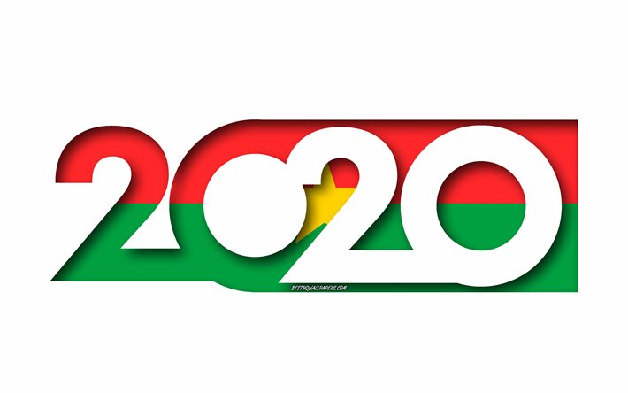 Burkina Faso 2020, Bandeira de Burkina Faso, fundo branco, Burkina Faso, Arte 3d, 2020 conceitos, Burkina Faso bandeira, 2020 Ano Novo, 2020 Burkina Faso bandeira