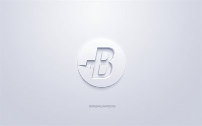Burstcoin logo 3d del logotipo en blanco, 3d, arte, fondo blanco, cryptocurrency, Burstcoin, finanzas conceptos, negocios, Burstcoin logo en 3d