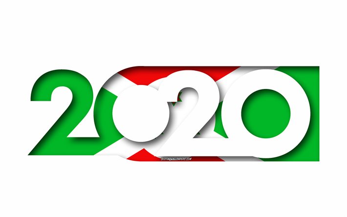 2020 au Burundi, le Drapeau du Burundi, fond blanc, Burundi, art 3D, 2020 concepts, le drapeau du Burundi, de la Nouvelle Ann&#233;e 2020 2020, le Burundi drapeau