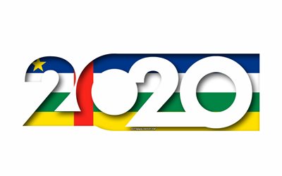 Repubblica centrafricana 2020, la Bandiera della Repubblica centro-Africana, sfondo bianco, Centrale, Africano, Repubblica, 3d arte, 2020 concetti, bandiera, 2020, il Nuovo Anno 2020 Repubblica centrafricana bandiera