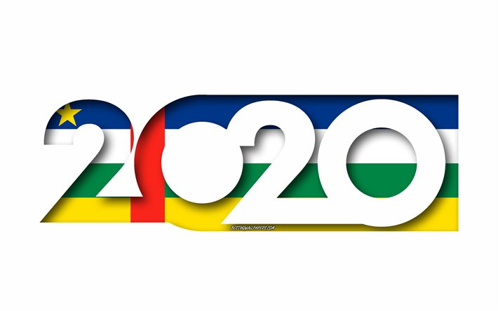 zentralafrikanische republik 2020, flagge der zentralafrikanischen republik, wei&#223;er hintergrund, zentralafrikanische republik, 3d-kunst, 2020 konzepte, zentralafrikanische republik flagge, 2020 neue jahr 2020 zentralafrikanische republik-flagge