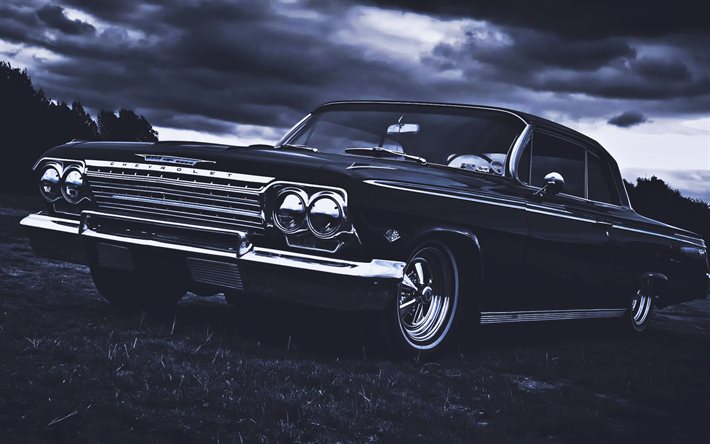 chevrolet impala, retro cars, 1967 cars, american cars, black cabrios, 1967 chevrolet impala, chevrolet