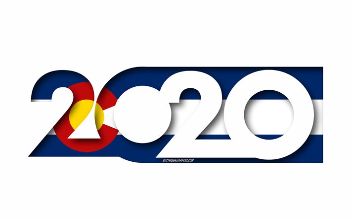 Colorado 2020, YHDYSVALTAIN valtion, Lippu Colorado, valkoinen tausta, Colorado, 3d art, 2020 k&#228;sitteit&#228;, Colorado lippu, liput amerikan valtioiden, 2020 Uusi Vuosi, 2020 Colorado lippu