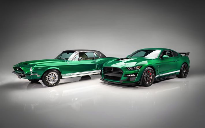 Download Wallpapers 1968 Shelby Exp 500 Green Hornet 2020 Ford Mustang Shelby Gt500 Green Sports Coupes Evolution Ford Mustang American Sports Cars Ford For Desktop Free Pictures For Desktop Free